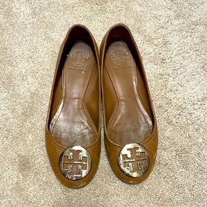 Tory Burch brown flat with gold hardware